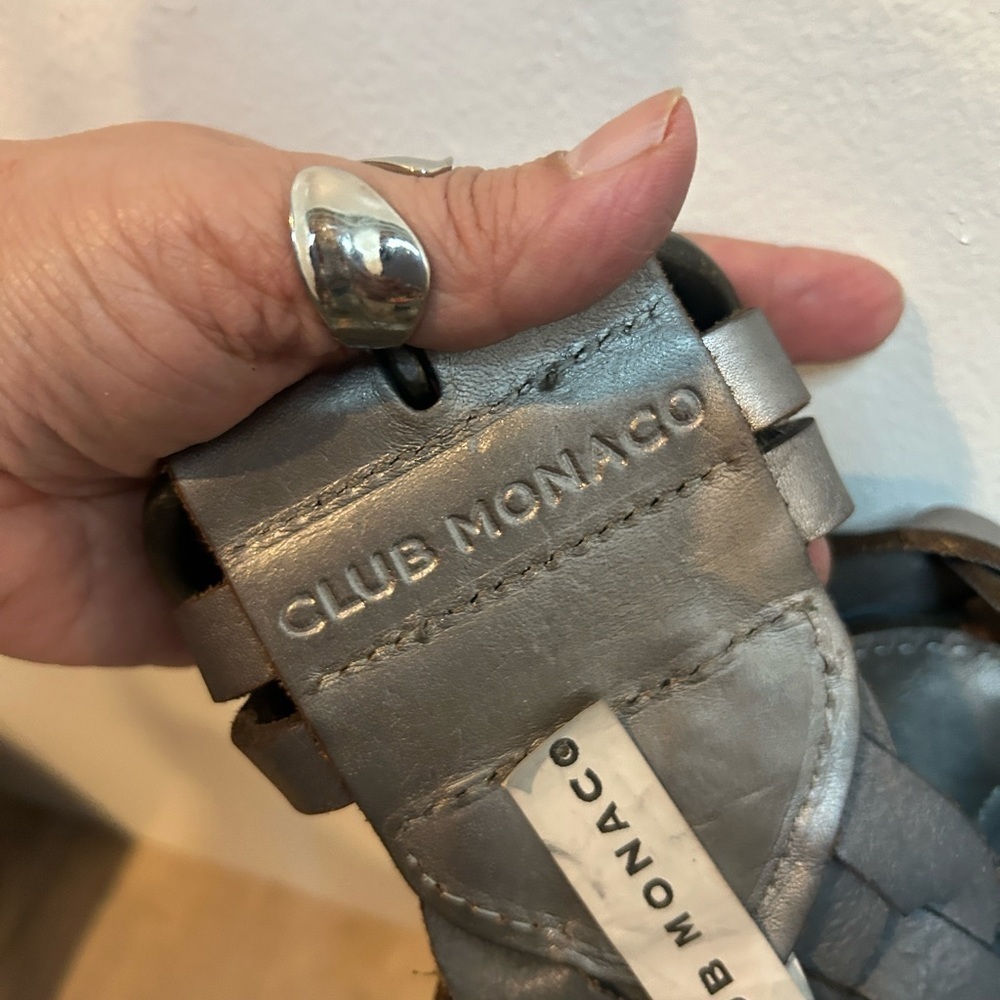 Club Monaco silver braided 3” wide size M/L - Picture 3 of 3